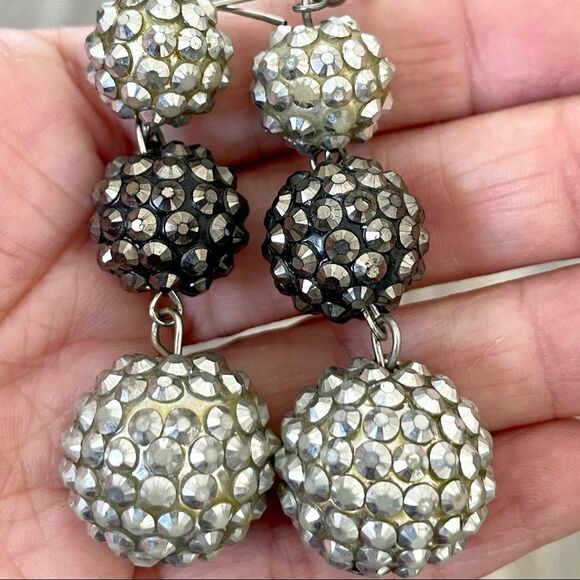 bling ball 3 tier drop earrings - Picture 8 of 11